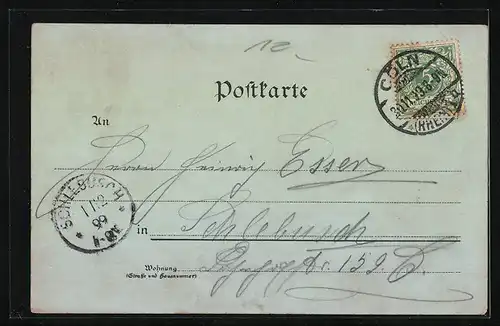 Mondschein-Lithographie Köln, Hohenzollernring, Kaiser-Wilhelm-Ring, Alter Markt