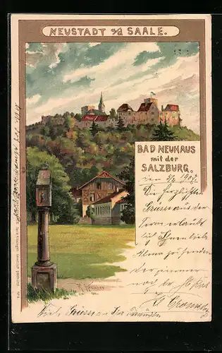 Künstler-AK Neustadt a. d. Saale, Bad Neuhaus mit der Salzburg