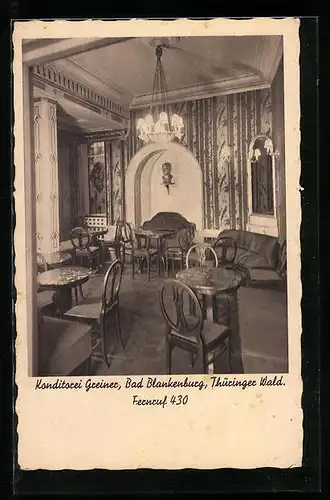 AK Bad Blankenburg /Thüringer Wald, Innenansicht der Konditorei Greiner
