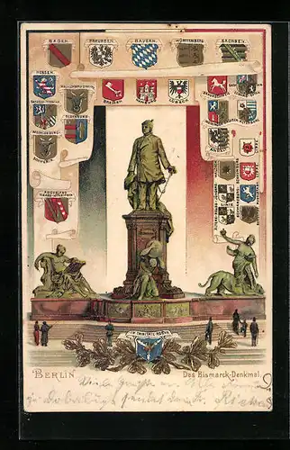 Passepartout-Lithographie Berlin, Das Bismarck-Denkmal, Wappen