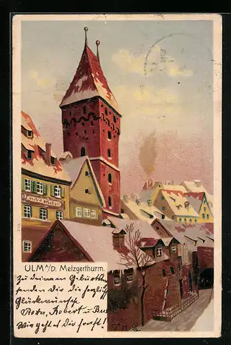 AK Ulm a. D., Blick auf den Metzgerturm