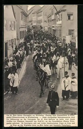 AK Weingarten /Oberschwaben, Die hl. Blut-Reiter-Prozession am Blutfreitag