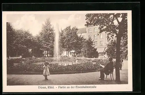 AK Düren /Rhld., Partie an der Eisenbahnstrasse