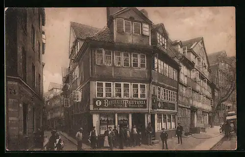 AK Hamburg, Strassenpartie Gr. Bäckergang Ecke Teilfeld, Brauhaus Teutonia