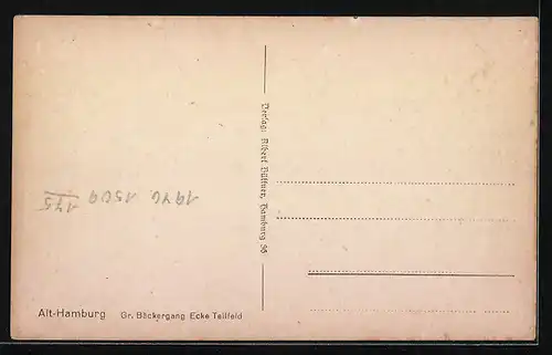 AK Hamburg, Strassenpartie Gr. Bäckergang Ecke Teilfeld, Brauhaus Teutonia