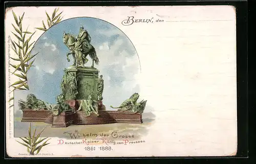 Lithographie Berlin, Denkmal von Wilhelm der Grosse