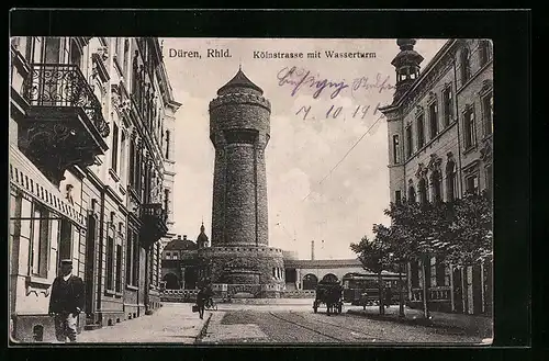 AK Düren /Rhld., Kölnstrasse mit Wasserturm