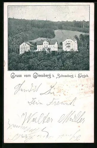 AK Schneeberg i. Erzgeb., Blick auf den Cleesberg