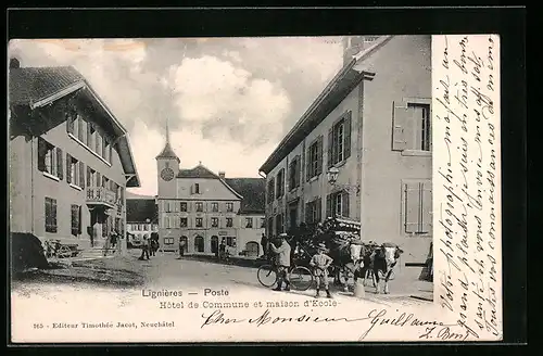 AK Lignières, Hôtel de Commune et maison d`Ecole, Poste