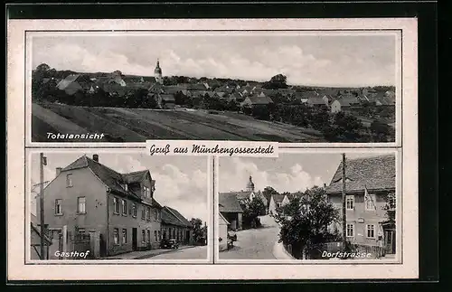 AK Münchengosserstädt, Totalansicht, Gasthof, Dorfstrasse