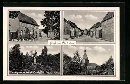 AK Obertrebra, Gasthof Obertrebra, Kirche, Kriegerdenkmal 1914 /18