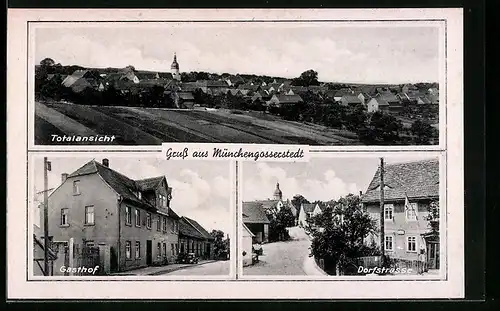 AK Münchengosserstädt, Totalansicht, Gasthof, Dorfstrasse