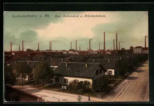 AK Ludwigshafen a. Rh., Anilinfabrik u. Arbeiterkolonie