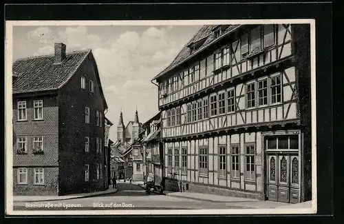 AK Nordhausen /Harz, Blasiistrasse mit Lyzeum, Blick auf den Dom