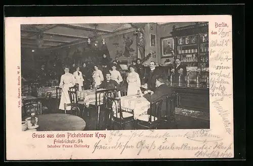 AK Berlin, Restaurant Pichelsteiner Krug mit Gästen, Friedrichstr. 94