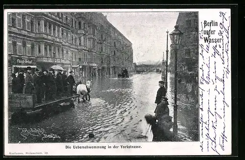 AK Berlin-Kreuzberg, Hochwasser in der Yorkstrasse