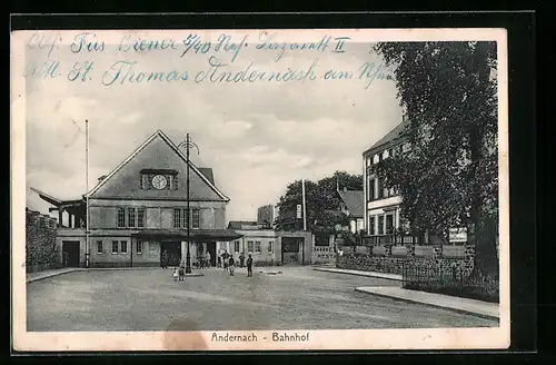 AK Andernach, Eingang des Bahnhofs