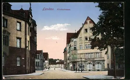 AK Landau, Blick in die Kirchstrasse