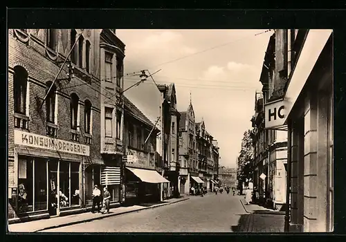 AK Meuselwitz /Thür., Blick in die Bahnhofstrasse