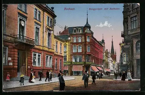 AK Bochum, Bongardstrasse mit Rathaus