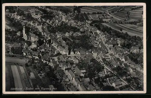 AK Odenheim i. Baden, Ortsansicht vom Flugzeug aus