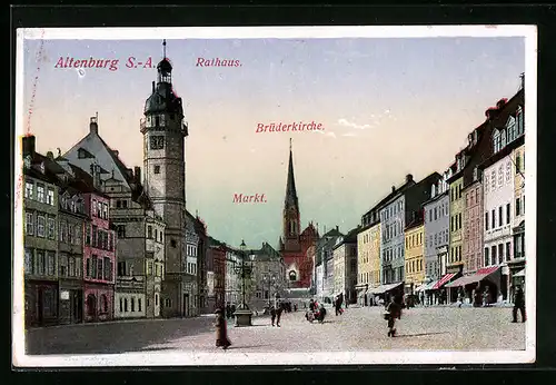 AK Altenburg /S.-A., Rathaus, Brüderkirche, Markt