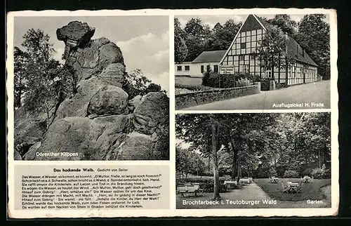 AK Brochterbeck i. Teutoburger Wald, Garten, Gaststätte Ausflugslokal H. Franz, Dörenther Klippen