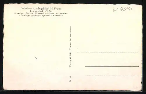 AK Brochterbeck i. Teutoburger Wald, Garten, Gaststätte Ausflugslokal H. Franz, Dörenther Klippen