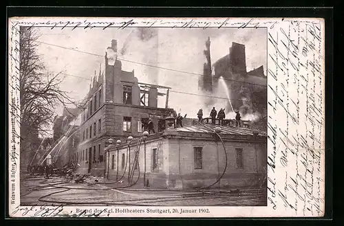 AK Stuttgart, Brand des Kgl. Hoftheaters 1902