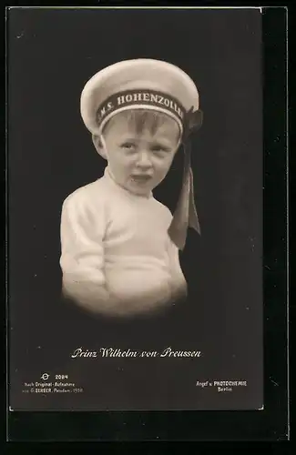 AK Prinz Wilhelm mit Mütze SMS Hohenzollern