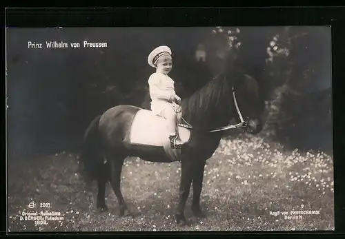 AK Prinz Wilhelm als Kind auf einem Pony