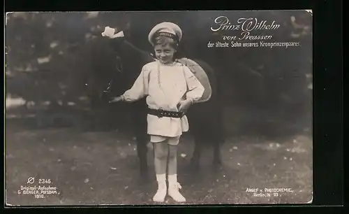 AK Prinz Wilhelm als Kind mit Pony