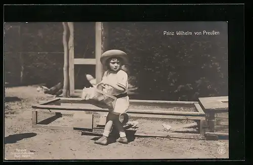 AK Prinz Wilhelm beim Füttern von Küken