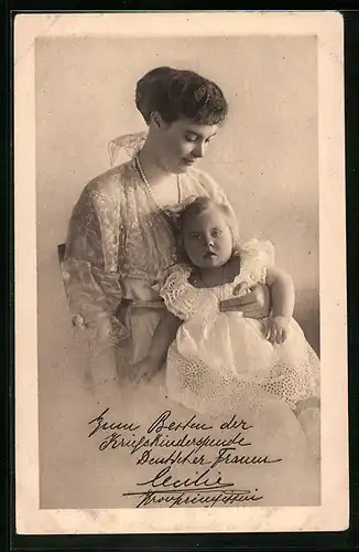 AK Kronprinzessin Cecilie mit Tochter