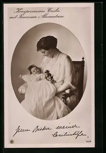 AK Kronprinzessin Cecilie mit ihrer Tochter Prinzessin Alexandrine