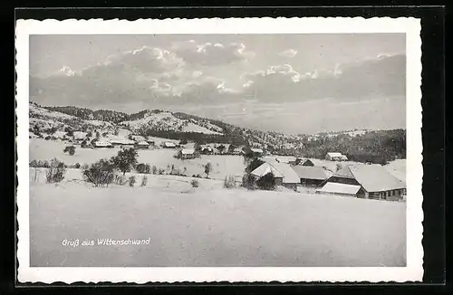 AK Wittenschwand, Verschneites Panorama der Ortschaft