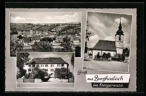 AK Burghaslach, Gesamtansicht, Kirche