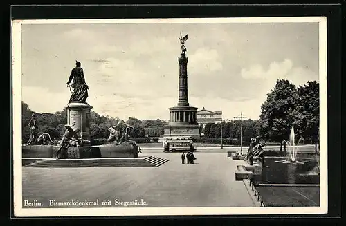 AK Berlin, Bismarckdenkmal mit Siegessäule, Goldelse