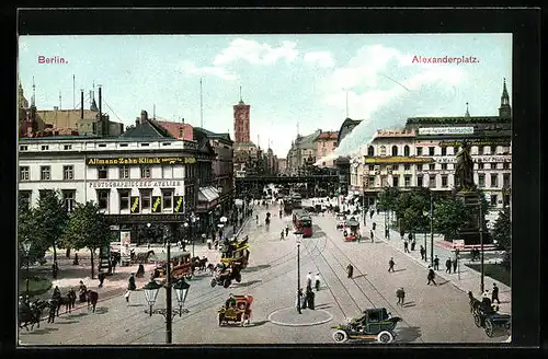 AK Berlin, Alexanderplatz, Strassenbahn