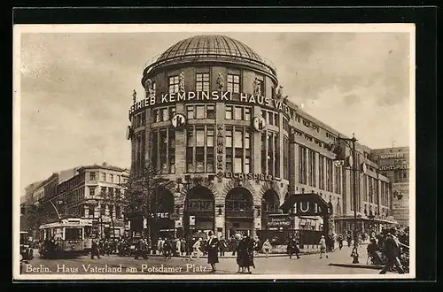 AK Berlin, Haus Vaterland am Potsdamer Platz, Strassenbahn