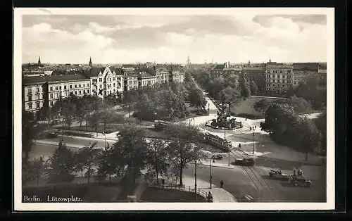 AK Berlin-Tiergarten, Lützowplatz aus der Vogelschau, Strassenbahn