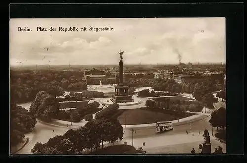 AK Berlin-Tiergarten, Platz der Republik mit Siegessäule