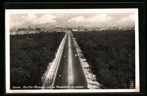 AK Berlin-Tiergarten, Ost-Westachse von der Siegessäule aus