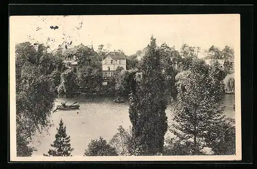 AK Berlin-Grunewald, Königssee mit Häusern am Ufer