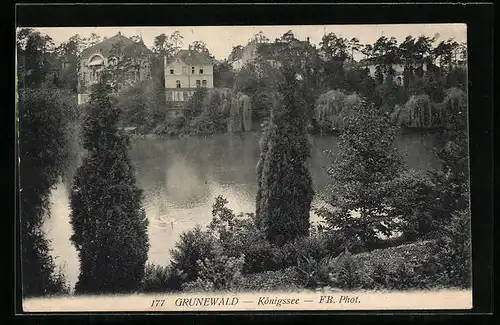 AK Grunewald, Königssee mit Häusern am Ufer