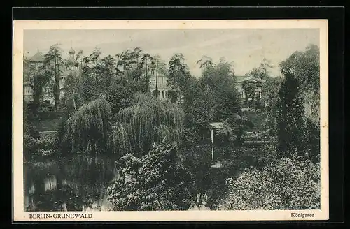 AK Berlin-Grunewald, Uferpartie am Königssee