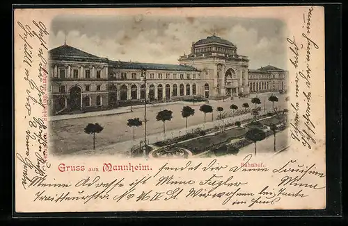 AK Mannheim, Blick auf den Bahnhof