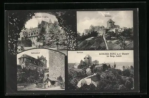 AK Burg a. d. Wupper, Schloss aus mehreren Ansichten