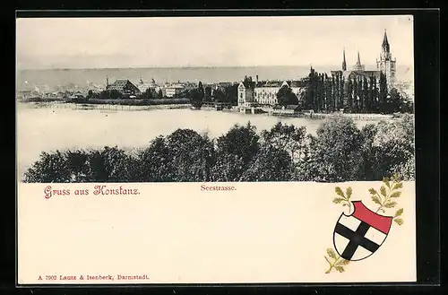 Präge-AK Konstanz, Partie an der Seestrasse, Wappen
