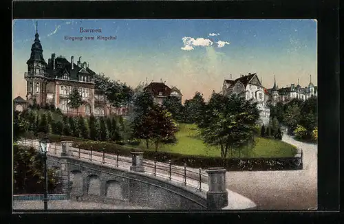 Künstler-AK Barmen, Blick auf den Eingang zum Ringeltal